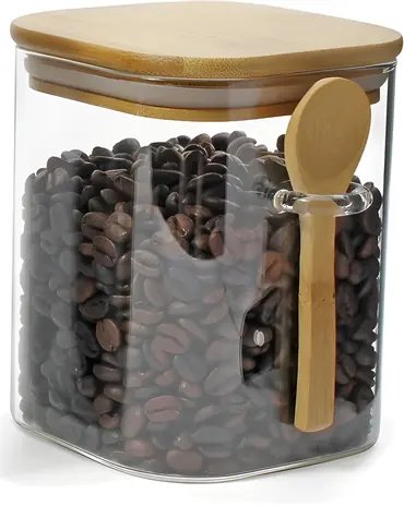 Maxxo Bambus 800 ml / Vorratsglas / Borosilikatglas / Bambusdeckel und Löffel