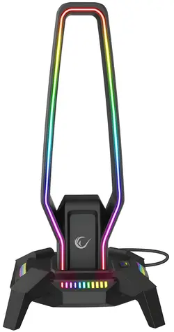 Rampage RM-H27 IGRIS schwarz / Kopfhörerständer / RGB / USB-C