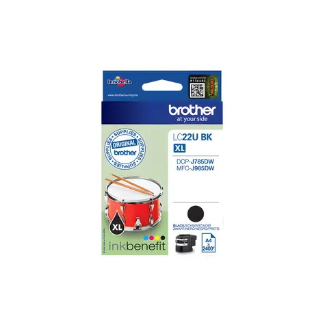 Brother LC-22UBK Schwarzweiß / Tintenpatrone / Original / ca. 2.400 Seiten / DCP-J785DW, MFC-J985DW