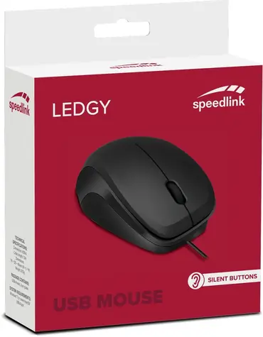 Speed Link SL-610015-BKBK LEDGY schwarz / Maus / optisch / leises Klicken / 3 Tasten / USB