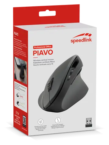 Speed Link PIAVO SL-630019-RRBK schwarz / Maus / Vertikal ergonomisch / Kabellos / 5 Tasten