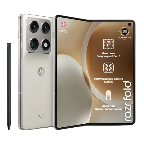 Motorola Razr Fold 16+512GB weiß / Faltbares Smartphone / 8,09" P-OLED-Display / Snapdragon 8 Gen 5 / 6000 mAh Akku / Android 16