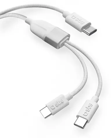 SBS Splitterkabel 3x USB-C weiß / Kabel / 60 W / 1,5 m