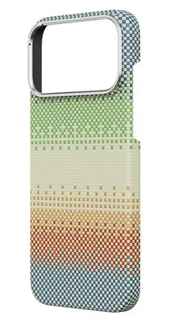 Comma Kevlar-Schutzhülle für Apple iPhone 17 Pro, Grün-Orange-Hell / Schutzhülle / Gewebtes Kevlar / Magnetisch / Stoßfest