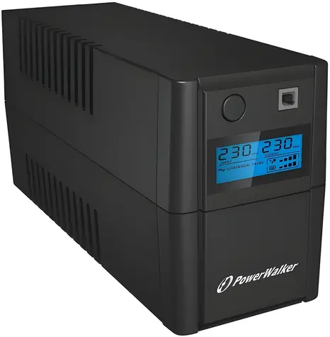 PowerWalker VI 650 SE LCD / USV-Notstromversorgung / 650 VA / 360 W / 2x Schuko / RJ11 / USB