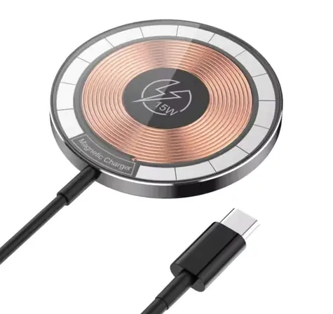 1stCool Qi-Ladegerät 15W transparent / Kabelloses Ladegerät / MagSafe-kompatibel / USB-C