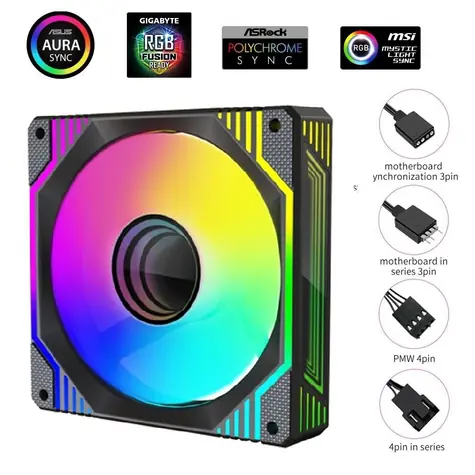 1stCool AURA EVO Mirror ARGB schwarz / Lüfter / 120 mm / PWM / ARGB / 1200 U/min