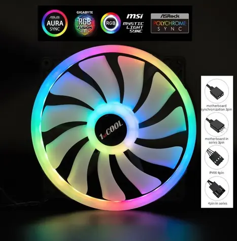 1stCool AURA EVO ARGB PWM Ringlüfter 200 mm / Lüfter / ARGB / PWM / 1000 U/min / 53,3 CFM
