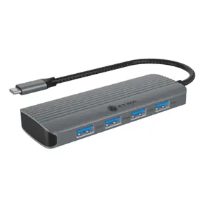 Icy Box IB-DK4022a-CPD silber / Dockingstation / 1x HDMI 4K60Hz / 4X USB-A 3.2 Gen1 / USB-C PD 100W