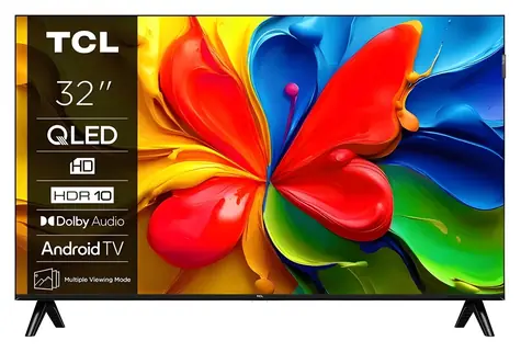 32" TCL 32V4C schwarz / Fernseher / QLED / HD Ready / Android TV / WLAN / Bluetooth / DVB-T2/C/S2
