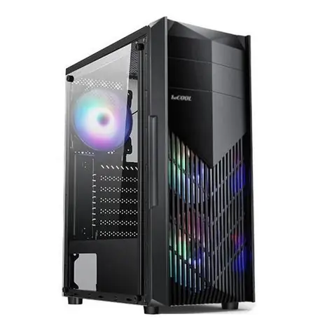 1stCool MONSTER EVO schwarz / PC-Gehäuse / Midi-Tower / ATX, Micro-ATX, Mini-ITX / 2x RGB-Lüfter / USB 3.0
