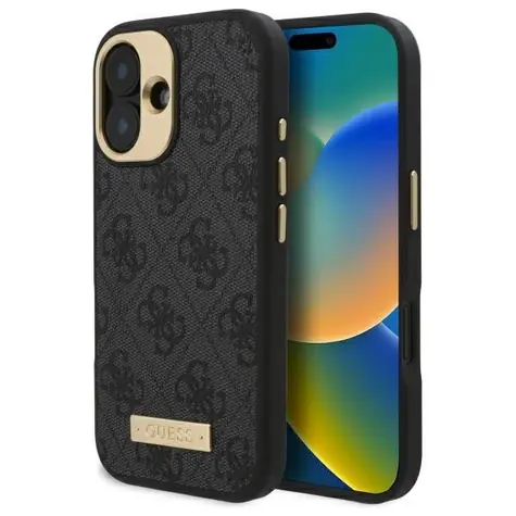 Guess 4G Logo -Abdeckung schwarz / Rückseite / für iPhone 16 PLUS / MagSafe