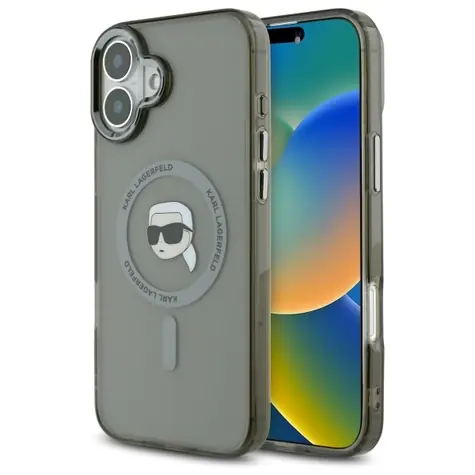 Karl Lagerfeld IML Karl Head Metallrahmen schwarz / Rückseite / MagSafe / iPhone 16 PLUS