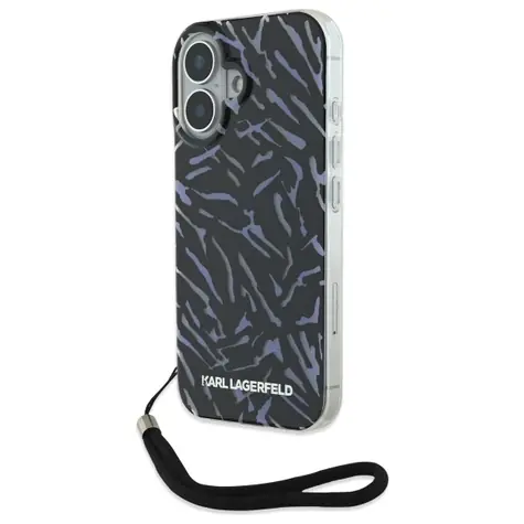 Karl Lagerfeld ZEBRA mit Kabel, lila / Rückseite / Apple iPhone 16 PLUS / mit Kabel
