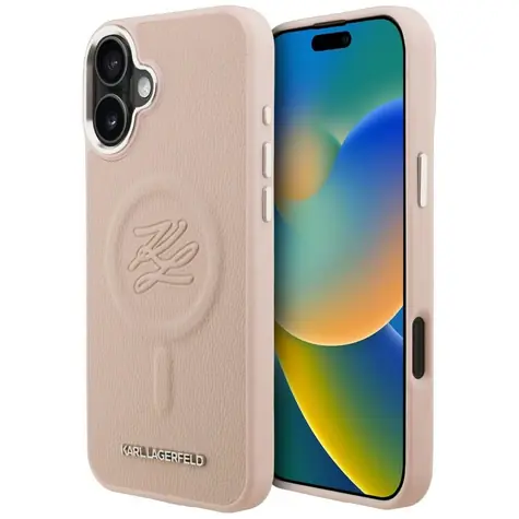 Karl Lagerfeld Initialen & Logo pink / Rückseite / MagSafe / für Apple iPhone 16 PLUS