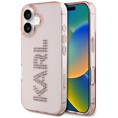 Karl Lagerfeld IML Strass- Logo pink / Hülle / für Apple iPhone 16