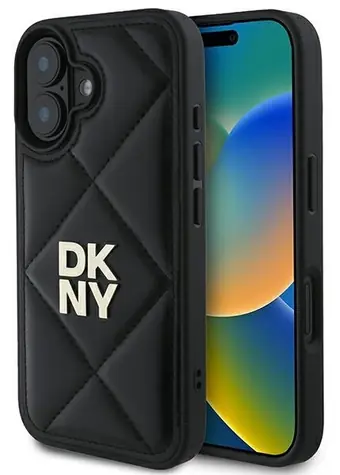 DKNY Quilted Stack Logo iPhone 16 schwarz / Hülle