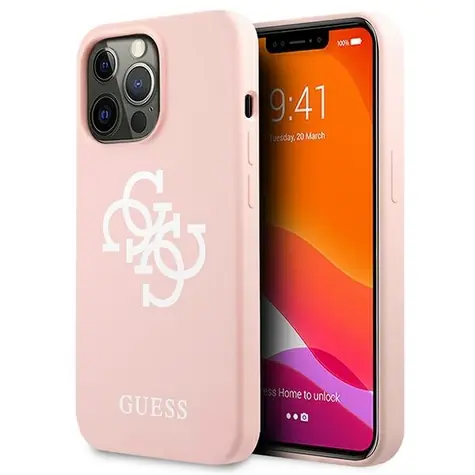 Guess Silikon-Schutzhülle mit 4G Logo , pink / Rückseite / Apple iPhone 13 Pro Max