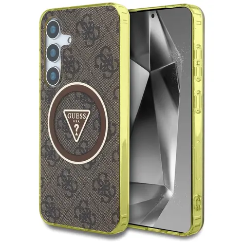 Guess 4G Glitzer-Dreieckknöpfe braun / Rückseite / MagSafe / für Samsung Galaxy S25