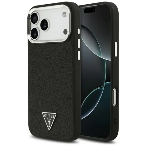 Guess Glitzer-Dreieck Logo MagSafe Rückseite iPhone 17 Pro Max schwarz / Rückseite / MagSafe