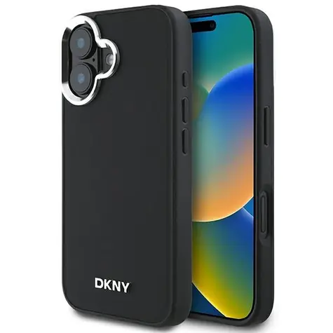 DKNY Plain Silver Logo MagSafe schwarz / Rückseite / Apple iPhone 16 / MagSafe