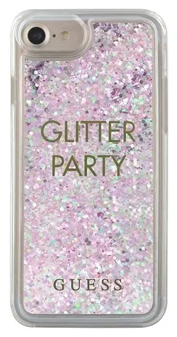 Guess Liquid Glitter Hartschalen-Hülle, Party-Lila / Hülle / Apple iPhone 6, 7, 8, SE 2020 und SE 2022