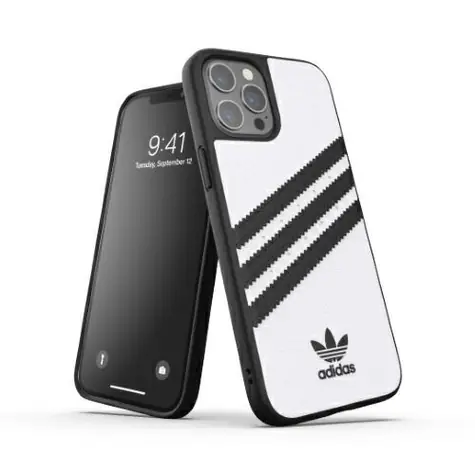 Adidas OR Schutzhülle aus PU-Leder für Apple iPhone 12 Pro Max, weiß-schwarz / Schutzhülle / PU-Leder