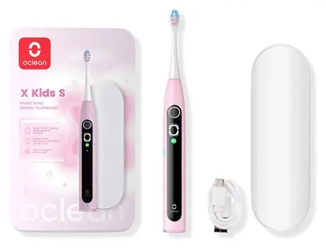 Oclean X Kids Set pink / Schallzahnbürste für Kinder / Reiseetui / 5 Modi / 72.000 Vibrationen