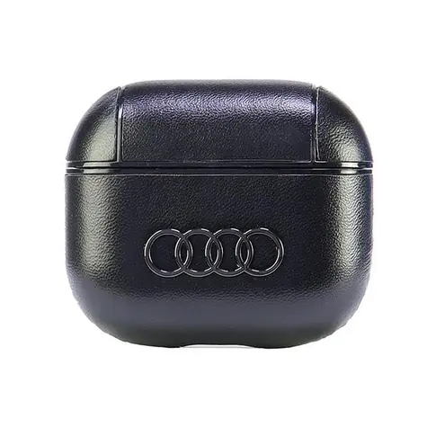 Audi Lederhülle mit Big Logo für Apple AirPods 3, schwarz / Leder