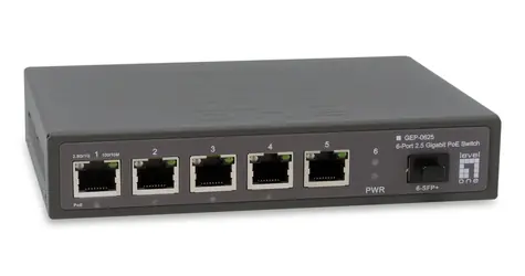 LevelOne GEP-0625 / Switch / Unmanaged / 5x 2,5GbE / 4X PoE+ 65W / lüfterlos