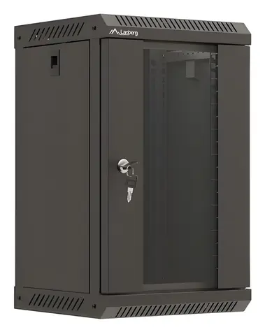 Lanberg WF11 schwarz / Wandschrank / 10" / 9 HE / 300 x 300 mm / Glastür / flach verpackt