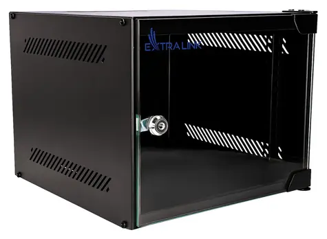 Extralink LITE 4U 10" schwarz / Rack / Wandmontage / Breite 280 mm / Tiefe 310 mm / Glastür