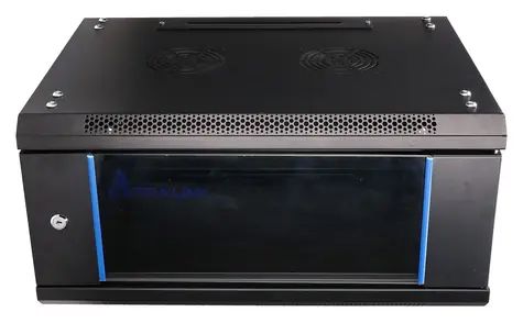 Extralink Wandrack 4 HE 600 x 450 mm schwarz / Rack / 19" / Glastür / passive Kühlung