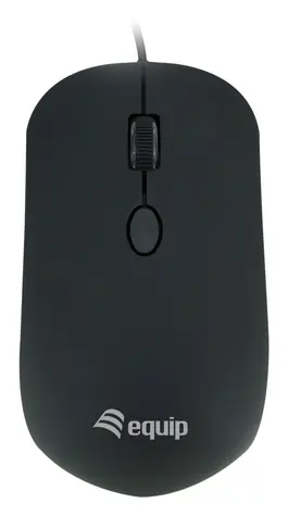 Equip Comfort Maus, schwarz / Kabelgebundene Maus / USB-A / Einstellbare DPI 800-1600 / 1,35 m Kabel / 3 Tasten