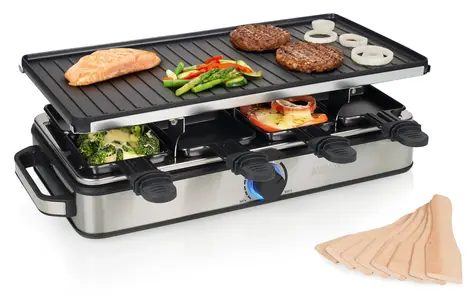 Princess 162645 Raclette 8 Grill Deluxe / Raclette-Grill / 8 Pfännchen / Drehteller 42x21cm