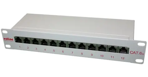 Roline Patchpanel mit 12 Ports, Cat6a / Patchpanel / RJ-45 / 19" / 1 HE