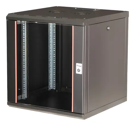 Equip 19" PM Rack schwarz / Rack / 12 HE / 600 x 600 mm / Glastür / Wandmontage