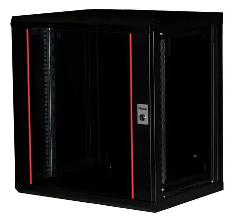 Equip Wandrack 12U 600×450 schwarz / Wandmontage / 19" / Glastür / Passive Kühlung