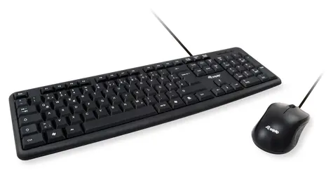 Equip Tastatur und Maus ES schwarz / Tastatur und Maus / Kabelgebunden / QWERTY / 105 Tasten / 1,35 m