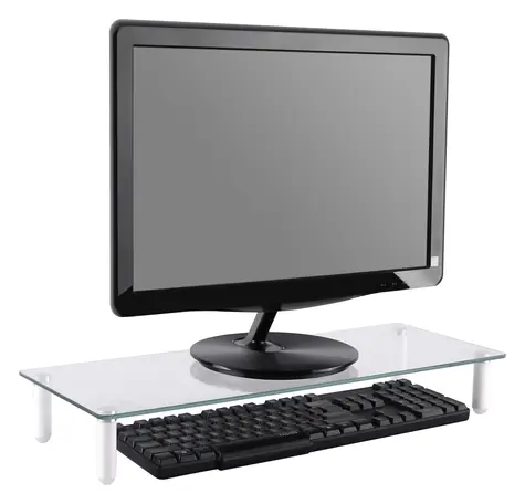 Equip 650882 schwarz / Monitorständer aus Glas / Tragkraft 20 kg / gehärtetes Glas / 560 x 210 x 80 mm