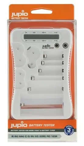 JUPIO Batterietester / Batterietester / N, AA, AAA, C, D, 9V, V3, 2CR4, P2, 2, 123A