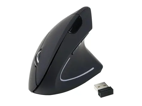 Ergonomische kabellose Maus von Equip , Schwarz / Maus / USB-A Nano-Empfänger / 800-1600 DPI / 5 Tasten