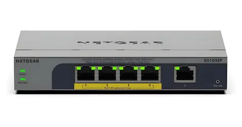 Netgear GS105EP / Switch / 5x 10/100/1000 Mbit/s / 4X PoE+ / SMART Managed