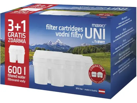 Maxxo Ersatzfilter UNI 3+1 / Filter für Filterkanne / kompatibel mit Laica, Brita Maxtra, BWT / Fassungsvermögen 150 l