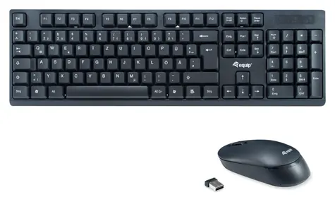 Equip Tastatur- und Maus-Set DE schwarz / Kabelloses Tastatur- und Maus-Set / 2,4 GHz / 105 Tasten / 1200 DPI