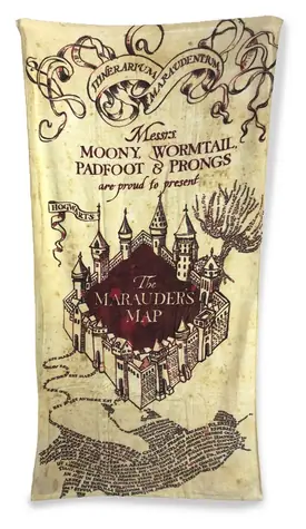 Cooles Badetuch mit Harry-Potter-Hogwarts-Karte / Badetuch / 75 × 150 cm / 100 % Baumwolle