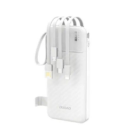 Dudao K11 10000mAh weiß / Powerbank / mit integrierten Kabeln