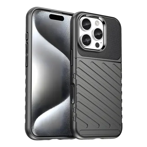 Hurtel Thunder Hülle schwarz / Schutzhülle / Apple iPhone 16 Pro / Silikon