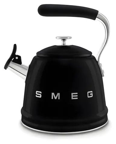 SMEG im Retro-Stil der 50er Jahre, WKF01BL, schwarz / Pfeifton / 2,3 l / Edelstahl / induktionsgeeignet