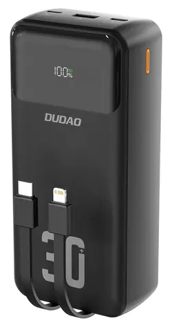 Dudao K15MAX schwarz / Powerbank / 30.000 mAh / PD 22,5 W / integrierte Kabel